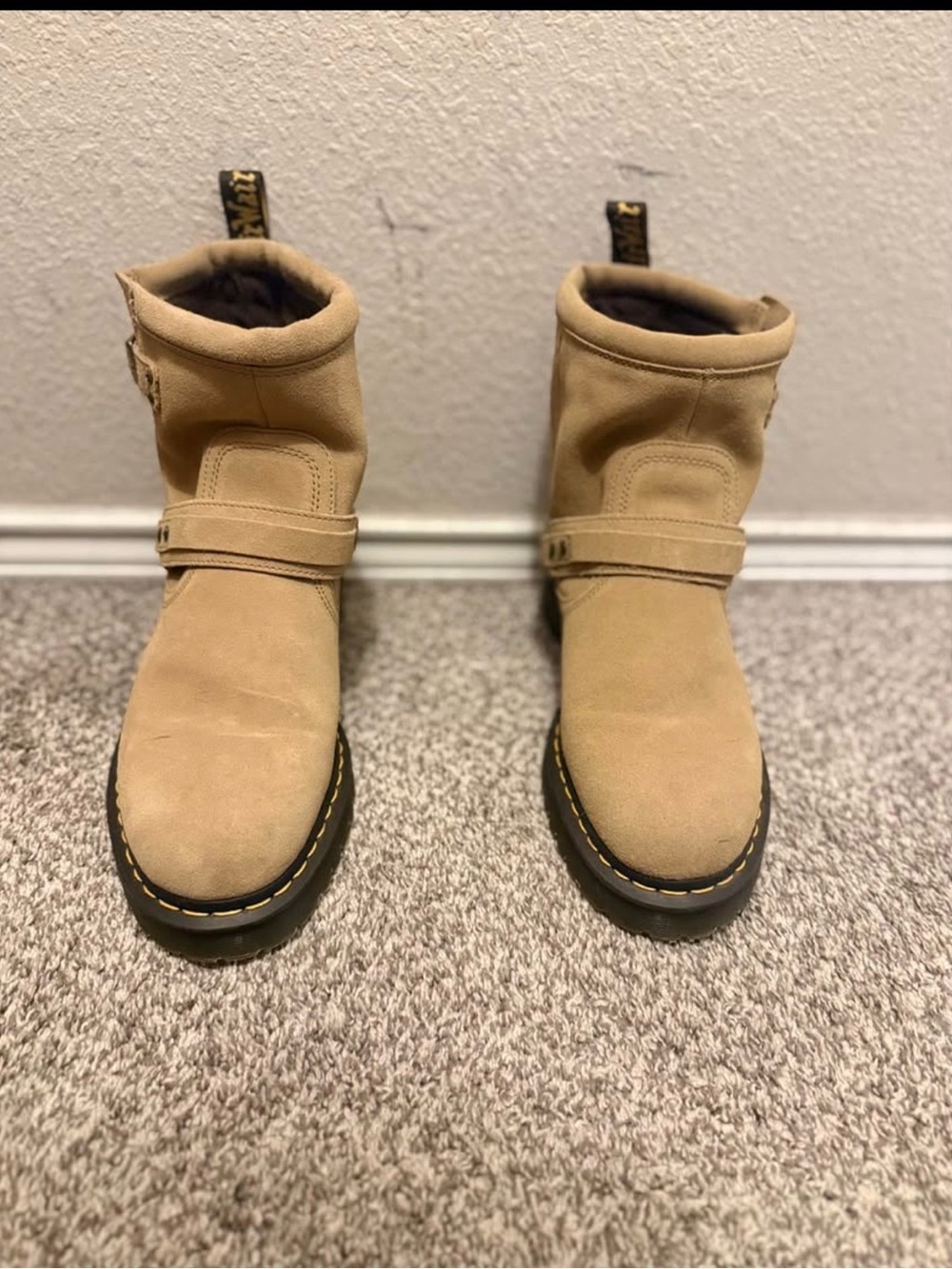 Dr. Martens Tan Suede harness Boots